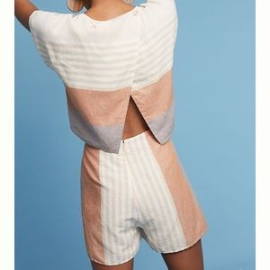 Anthro striped linen romper by elevenses